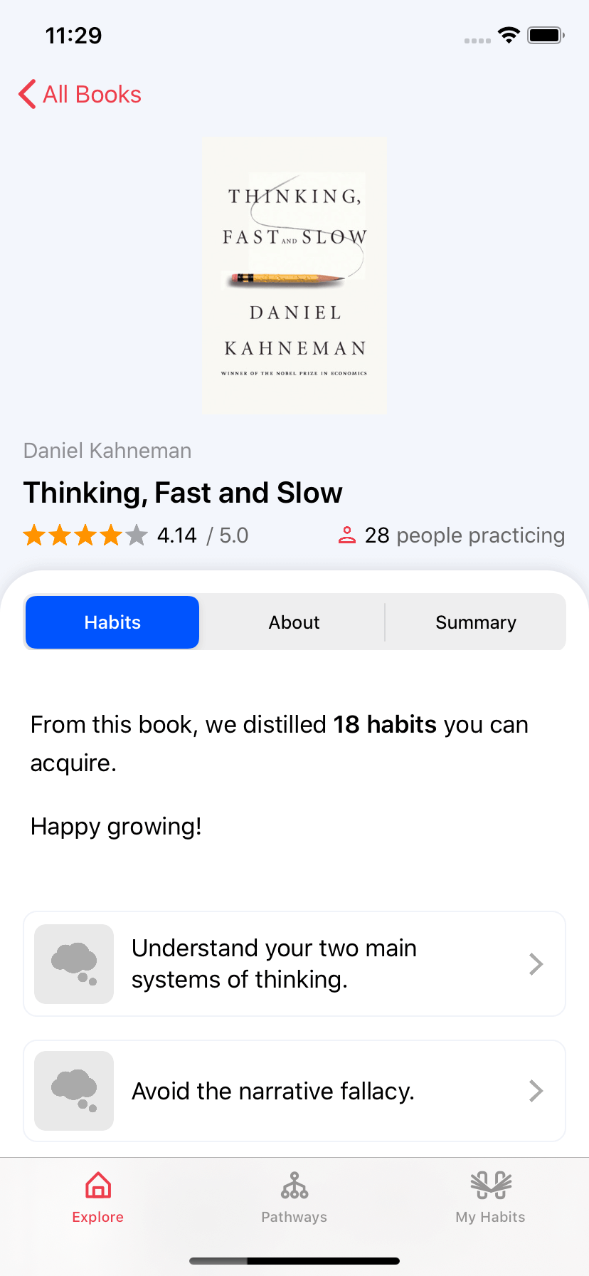 Thinking, Fast and Slow - Mentorist app